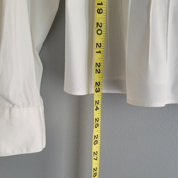 Lafayette 148 NY White Button Up Shirt Womens Stretch Cotton Pleated Size 14 - Picture 10 of 11